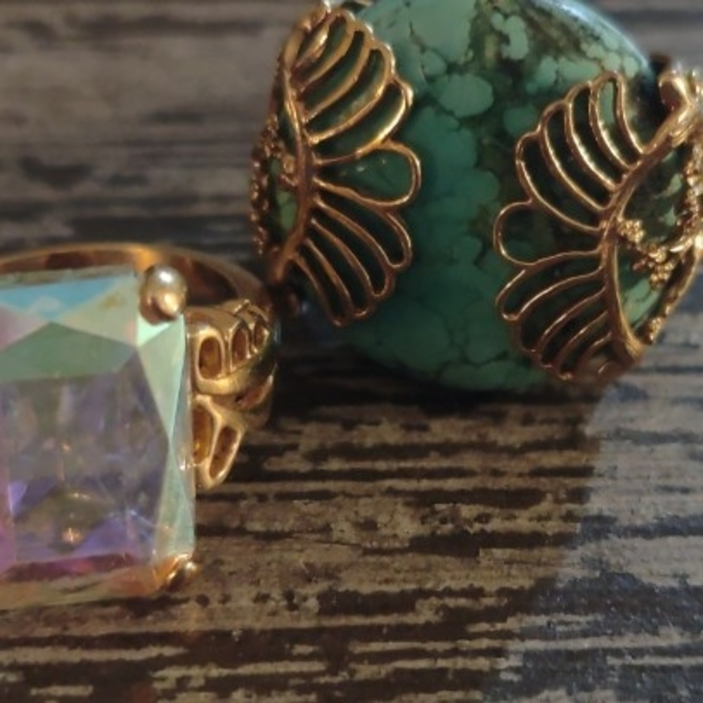 Gold and Turquoise Ring Set